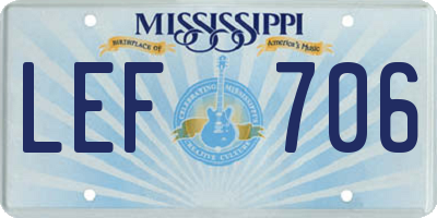 MS license plate LEF706