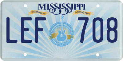 MS license plate LEF708