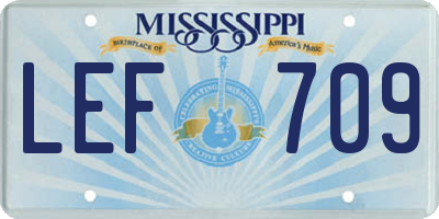 MS license plate LEF709