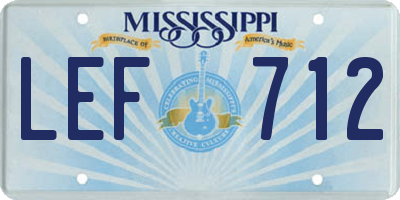 MS license plate LEF712