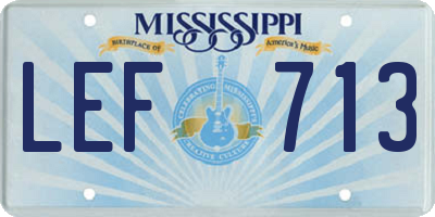 MS license plate LEF713