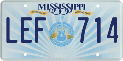 MS license plate LEF714