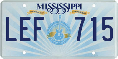 MS license plate LEF715