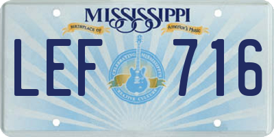 MS license plate LEF716