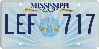 MS license plate LEF717