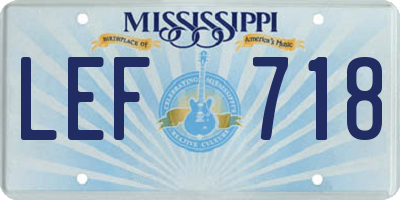 MS license plate LEF718