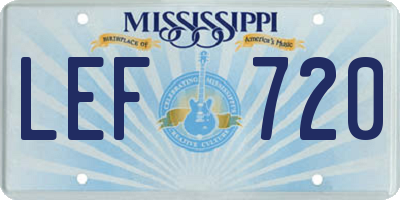 MS license plate LEF720