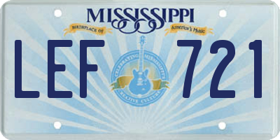 MS license plate LEF721