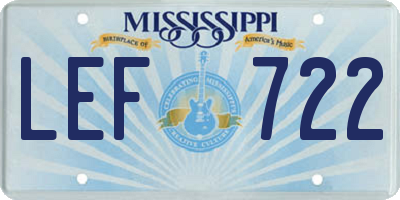 MS license plate LEF722
