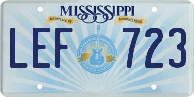 MS license plate LEF723