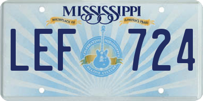 MS license plate LEF724