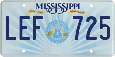MS license plate LEF725