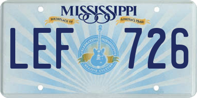 MS license plate LEF726
