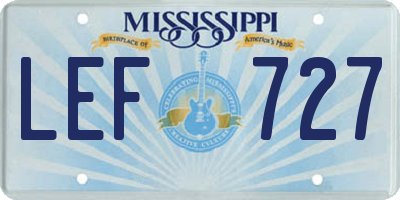 MS license plate LEF727
