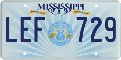 MS license plate LEF729