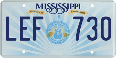 MS license plate LEF730