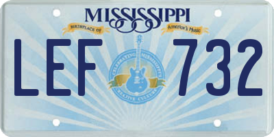 MS license plate LEF732
