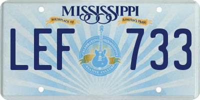 MS license plate LEF733