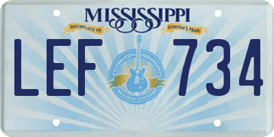 MS license plate LEF734