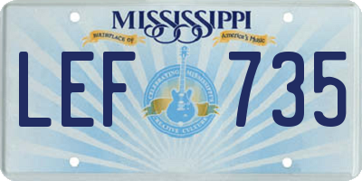 MS license plate LEF735