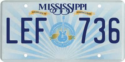 MS license plate LEF736