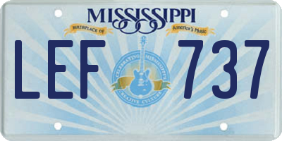 MS license plate LEF737