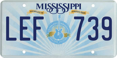 MS license plate LEF739