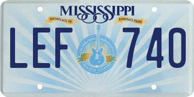 MS license plate LEF740
