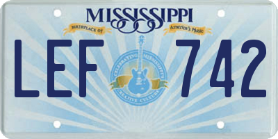 MS license plate LEF742