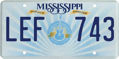 MS license plate LEF743