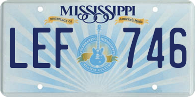 MS license plate LEF746