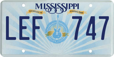 MS license plate LEF747