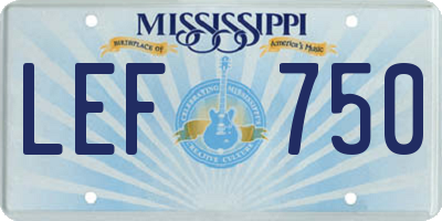 MS license plate LEF750