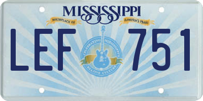 MS license plate LEF751
