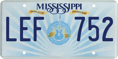 MS license plate LEF752