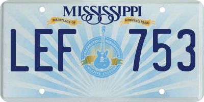 MS license plate LEF753