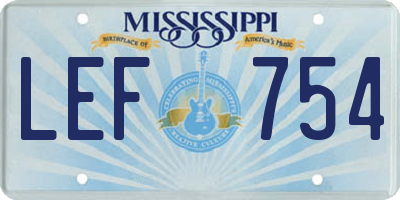 MS license plate LEF754