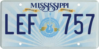 MS license plate LEF757