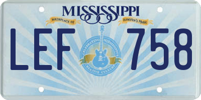 MS license plate LEF758