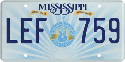 MS license plate LEF759
