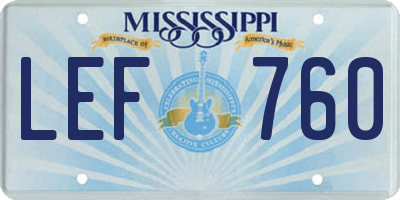 MS license plate LEF760