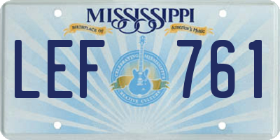 MS license plate LEF761