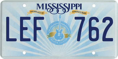 MS license plate LEF762