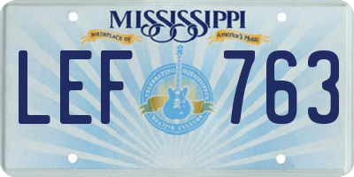 MS license plate LEF763