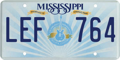 MS license plate LEF764