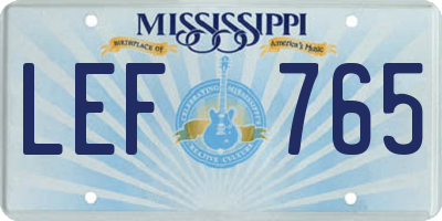 MS license plate LEF765