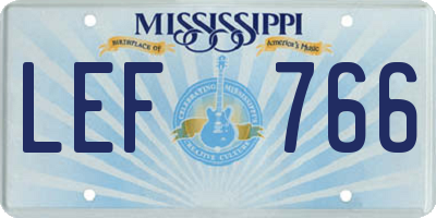 MS license plate LEF766