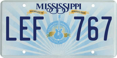 MS license plate LEF767