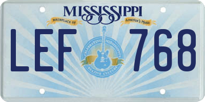 MS license plate LEF768