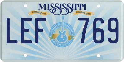 MS license plate LEF769